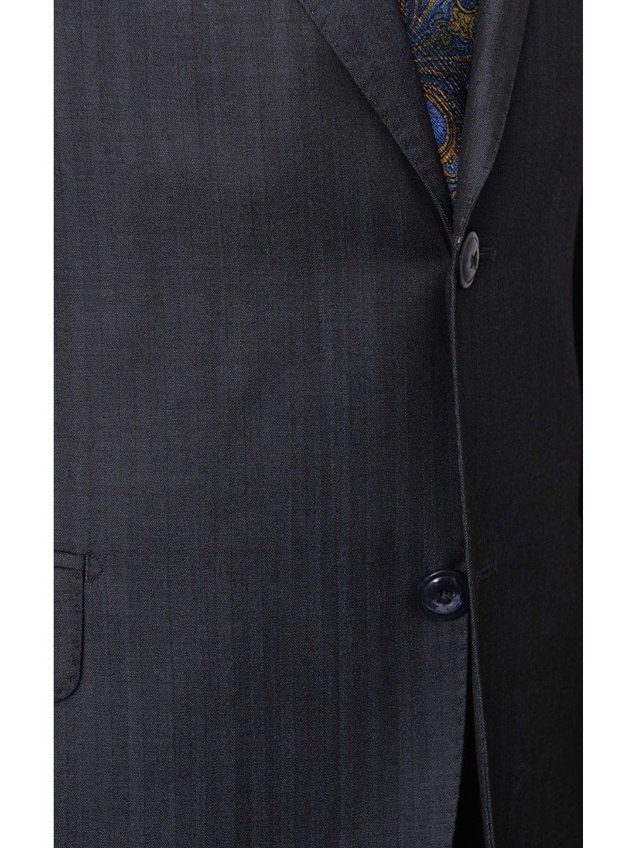 Italiano TWO PIECE SUITS Italiano Men&#39;s Blue Sharkskin Ermenegildo Zegna Cloth Wool Slim Fit Suit
