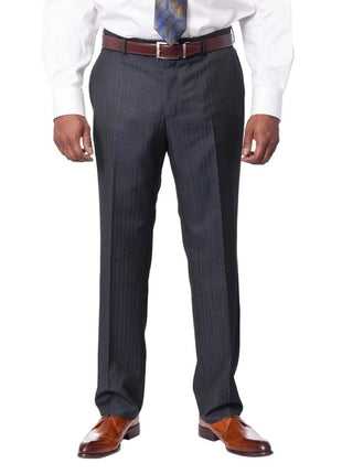 Italiano TWO PIECE SUITS Italiano Men's Blue Sharkskin Ermenegildo Zegna Cloth Wool Slim Fit Suit