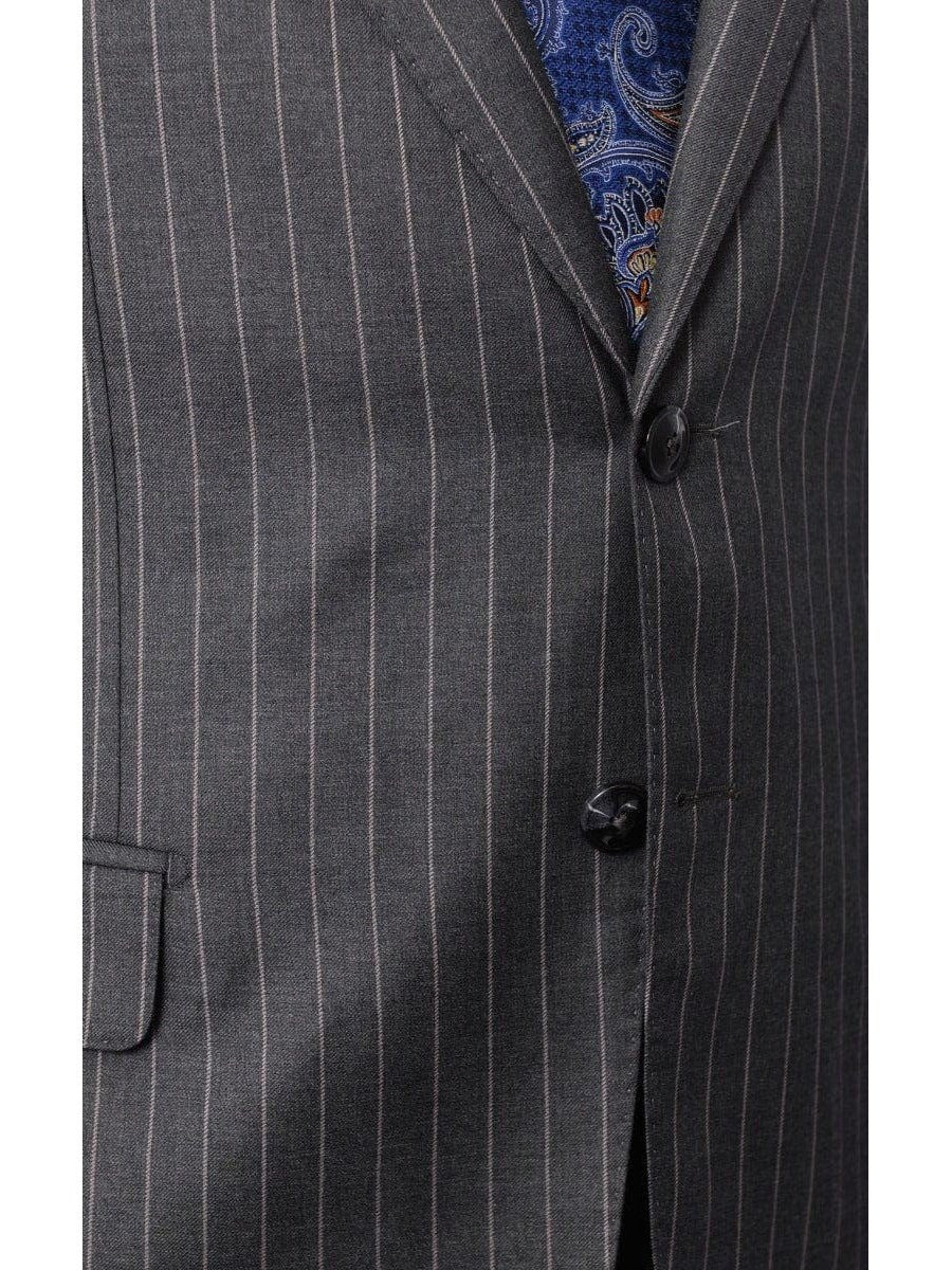 Italiano TWO PIECE SUITS Italiano Men&#39;s Gray Pinstripe Wool Slim Fit Suit