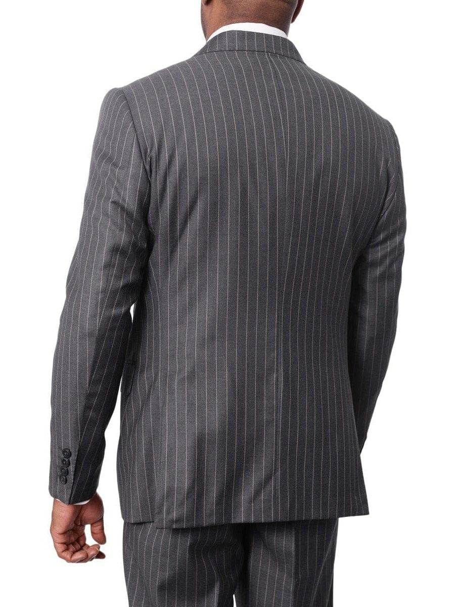 Italiano TWO PIECE SUITS Italiano Men&#39;s Gray Pinstripe Wool Slim Fit Suit