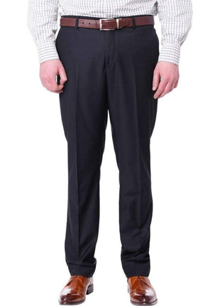 Navy Blue Wool Blend Washable Slim Fit Dress Pants