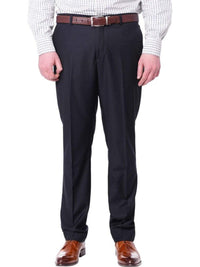 Thumbnail for Navy Blue Wool Blend Washable Slim Fit Dress Pants