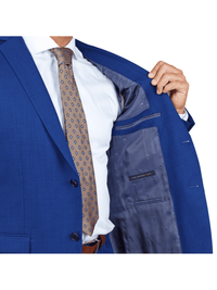 Thumbnail for John Varvatos SUITS John Varvatos Mens Blue Textured Slim Fit 100% Wool 2 Piece Suit