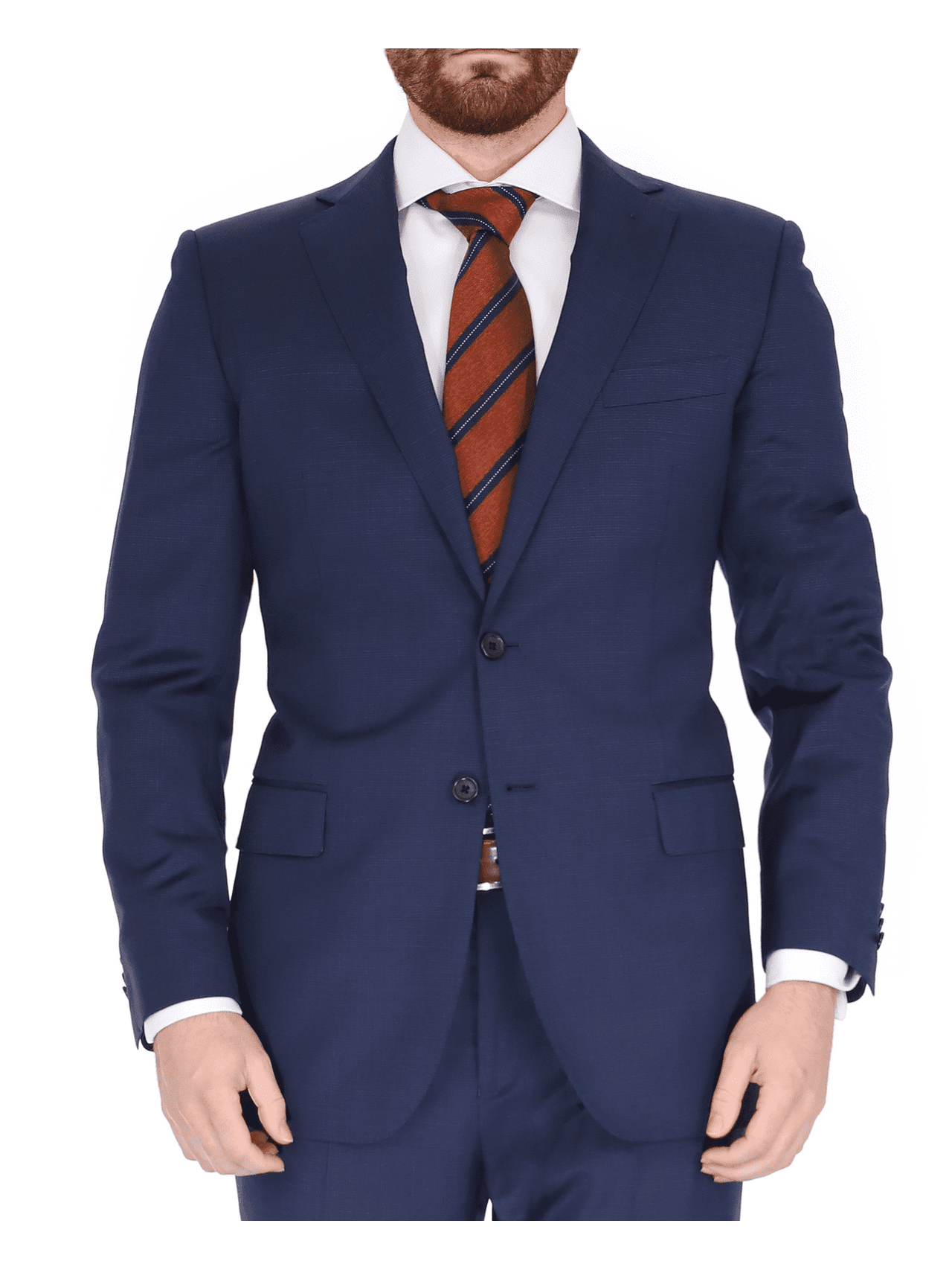 John Varvatos SUITS John Varvatos Mens Slim Fit Blue Mini Check Two Button Wool Suit