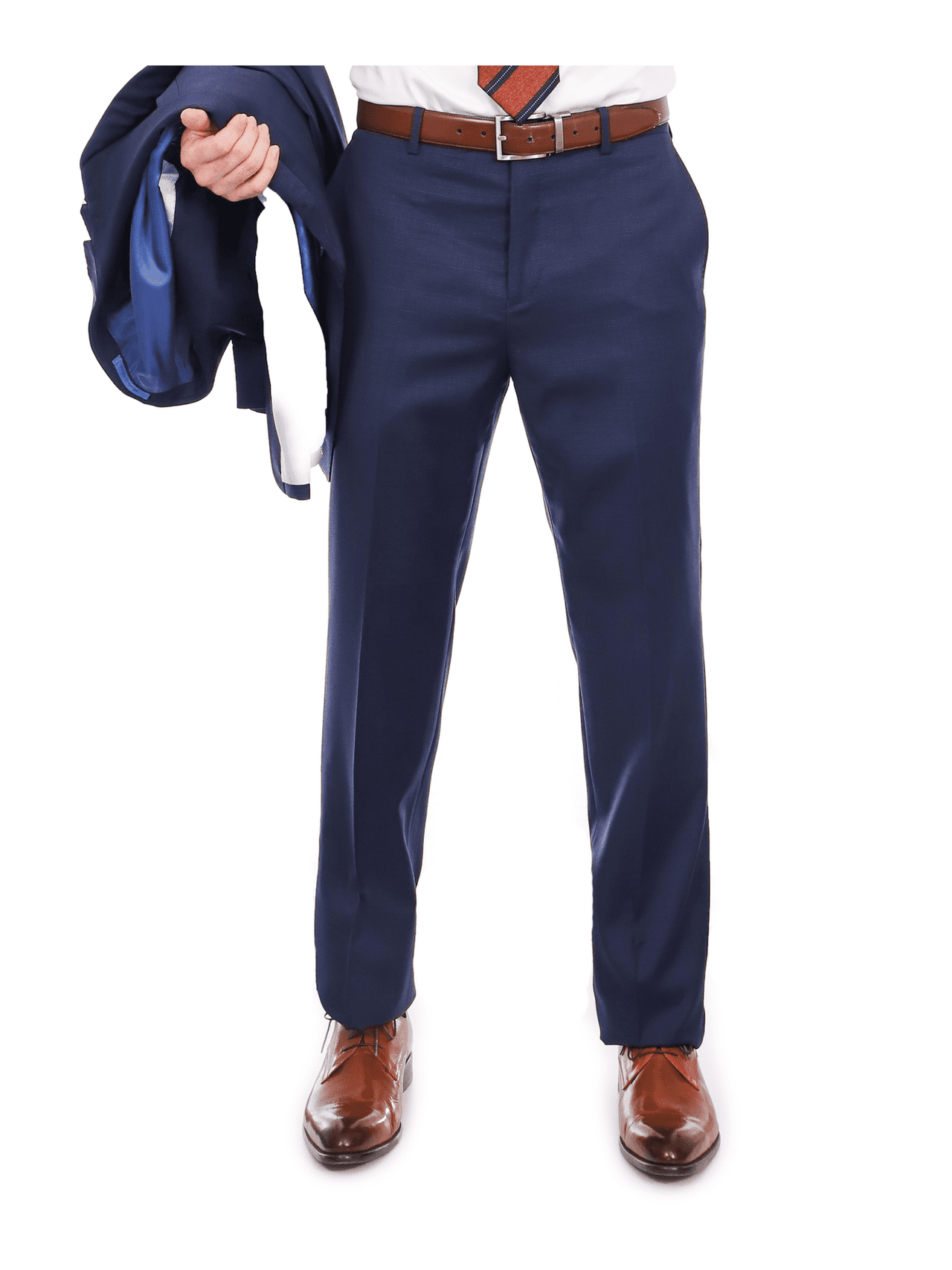 John Varvatos SUITS John Varvatos Mens Slim Fit Blue Mini Check Two Button Wool Suit