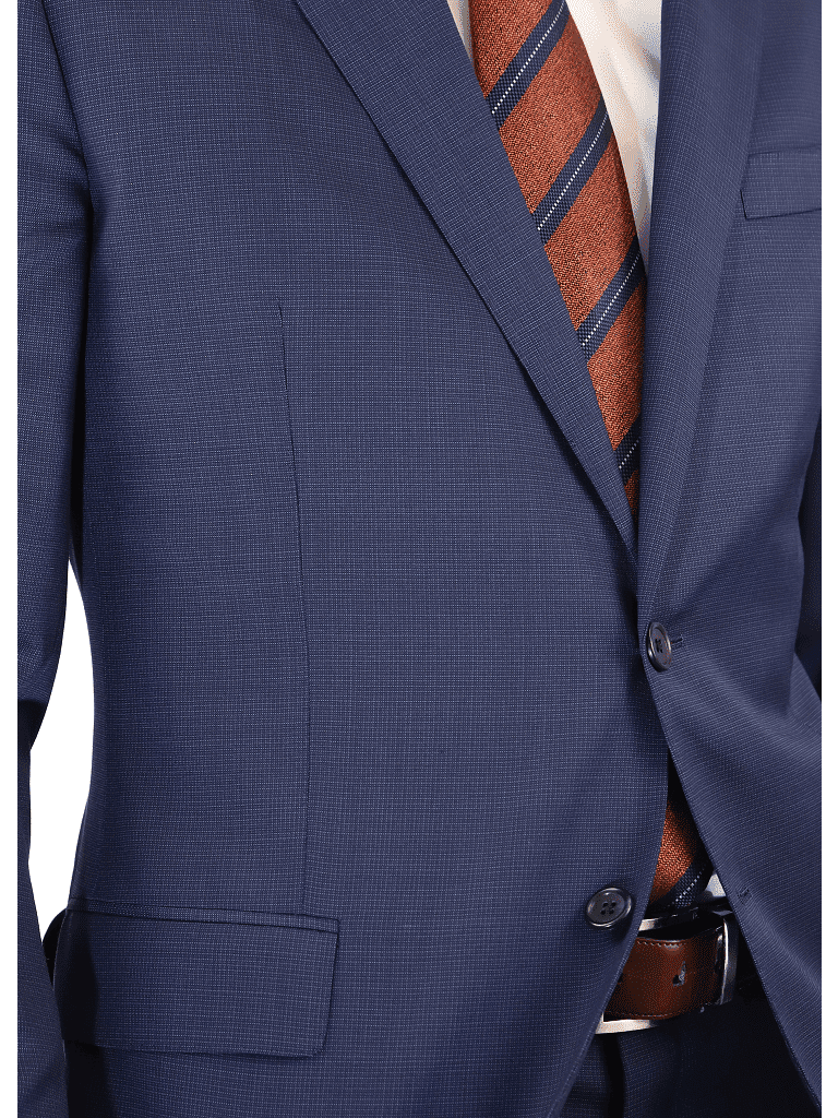 John Varvatos SUITS John Varvatos Mens Slim Fit Blue Mini Check Two Button Wool Suit