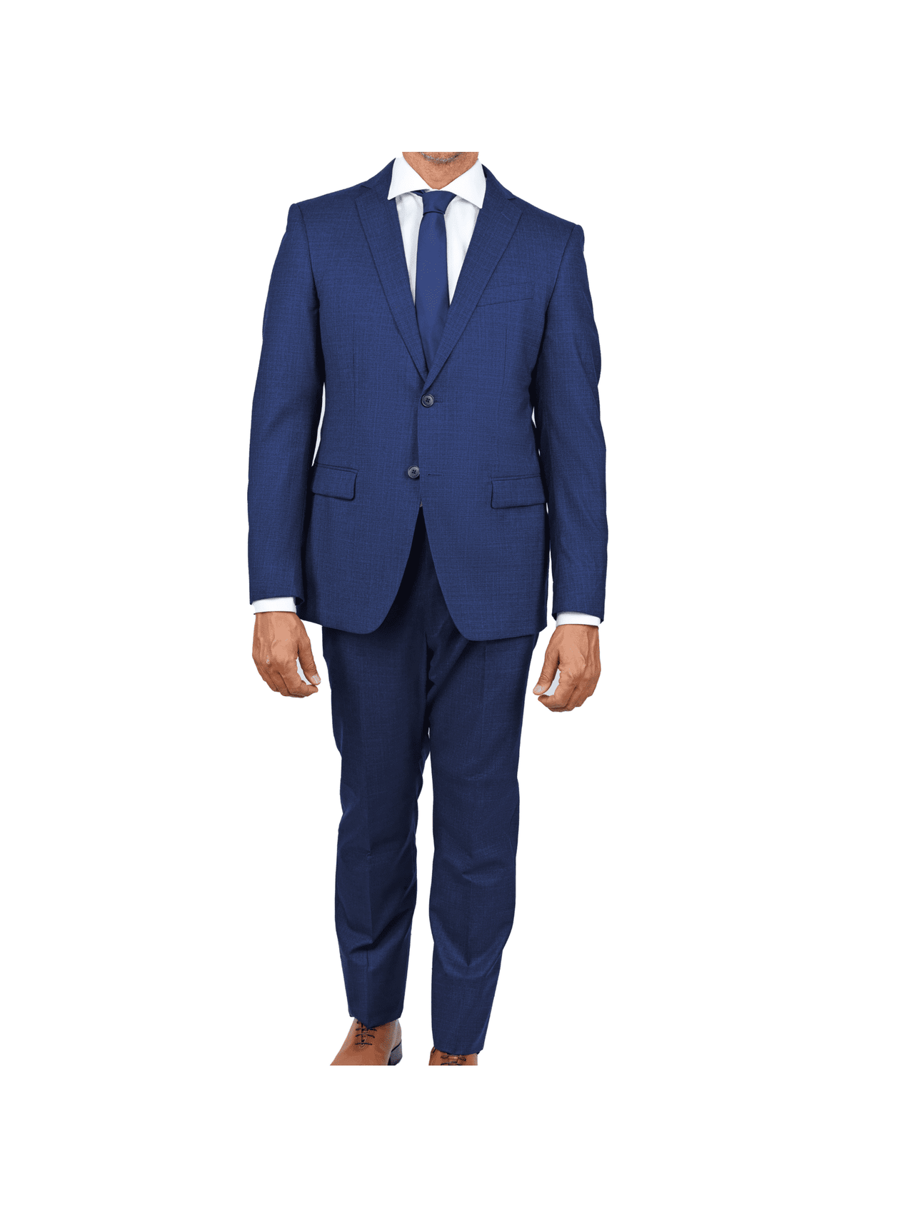 John Varvatos SUITS John Varvatos Mens Slim Fit Solid Blue Textured Two Button Wool Stretch Suit