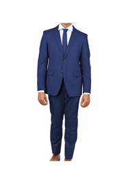 Thumbnail for John Varvatos SUITS John Varvatos Mens Slim Fit Solid Blue Textured Two Button Wool Stretch Suit