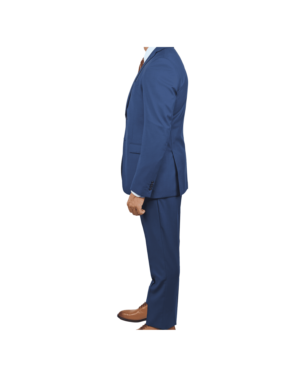 side view of John Varvatos blue slim fit suit