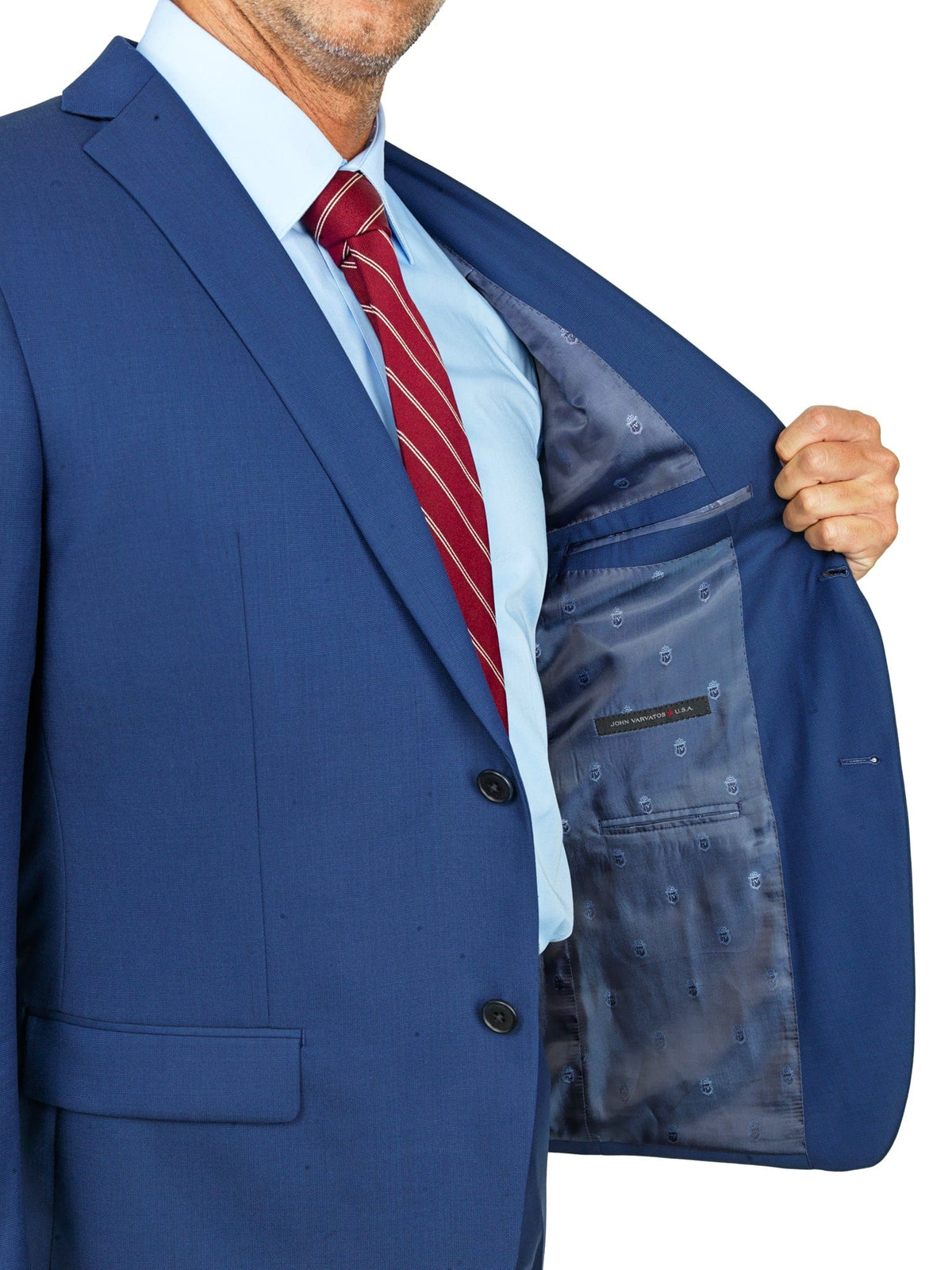 lining of blue John Varvatos suit jacket
