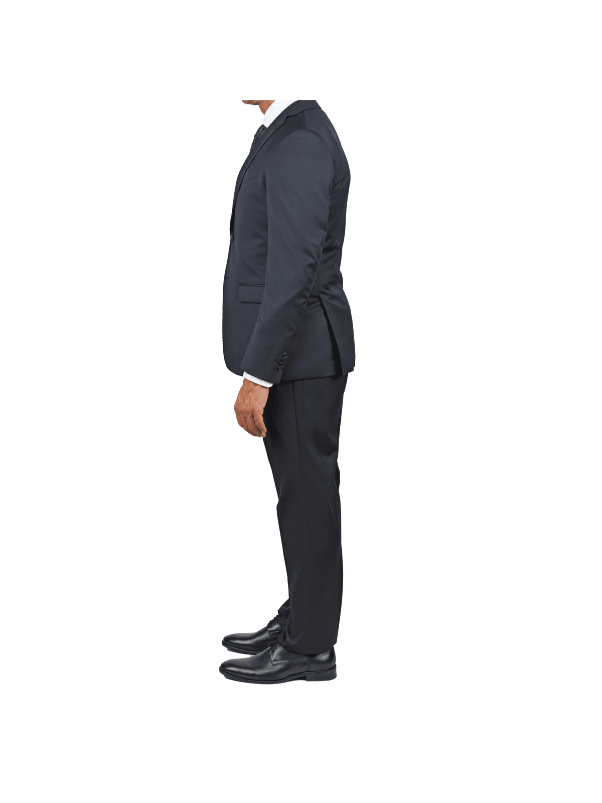 side view of John Varvatos black slim fit men&#39;s suit