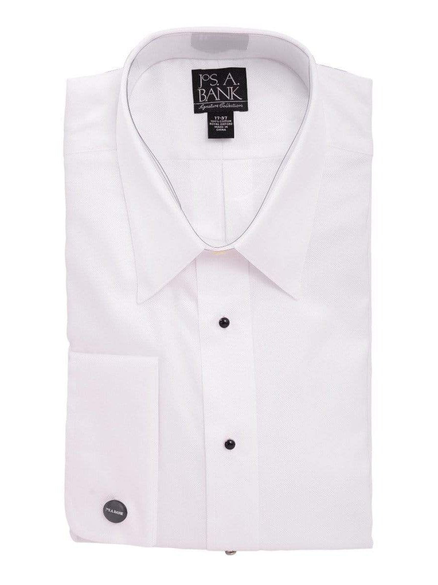 Jos A Bank 15 / 32/33 Jos A Bank Classic Fit Textured White French Cuff Cotton Tuxedo Shirt