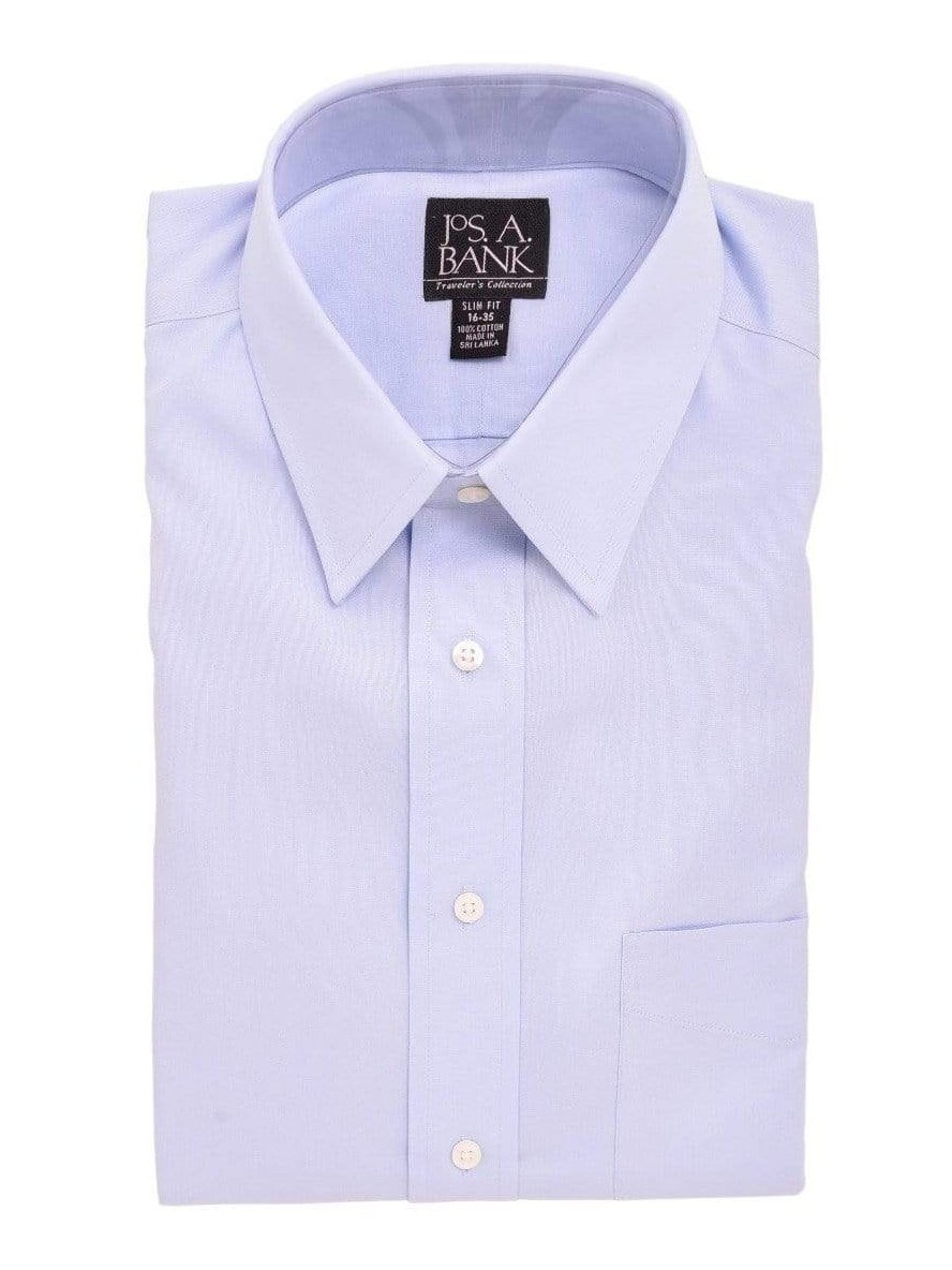 Jos A Bank SHIRTS 15 / 32/33 Jos A Bank Slim Fit Travelers Collection Light Blue Cotton Dress Shirt