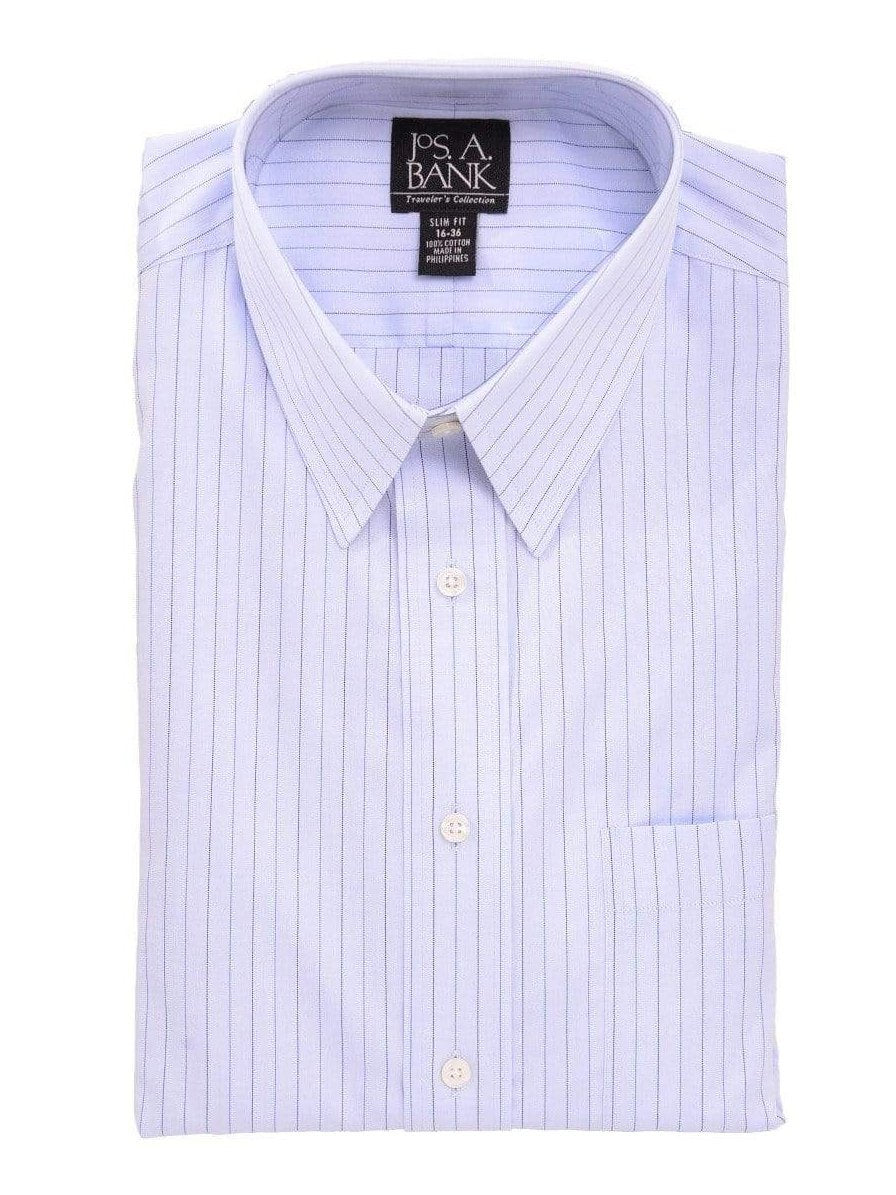 Jos A Bank Mens 100% Cotton Blue Striped Slim Fit Dress Shirt Jos A Bank Mens 100% Cotton Blue Striped Slim Fit Dress Shirt