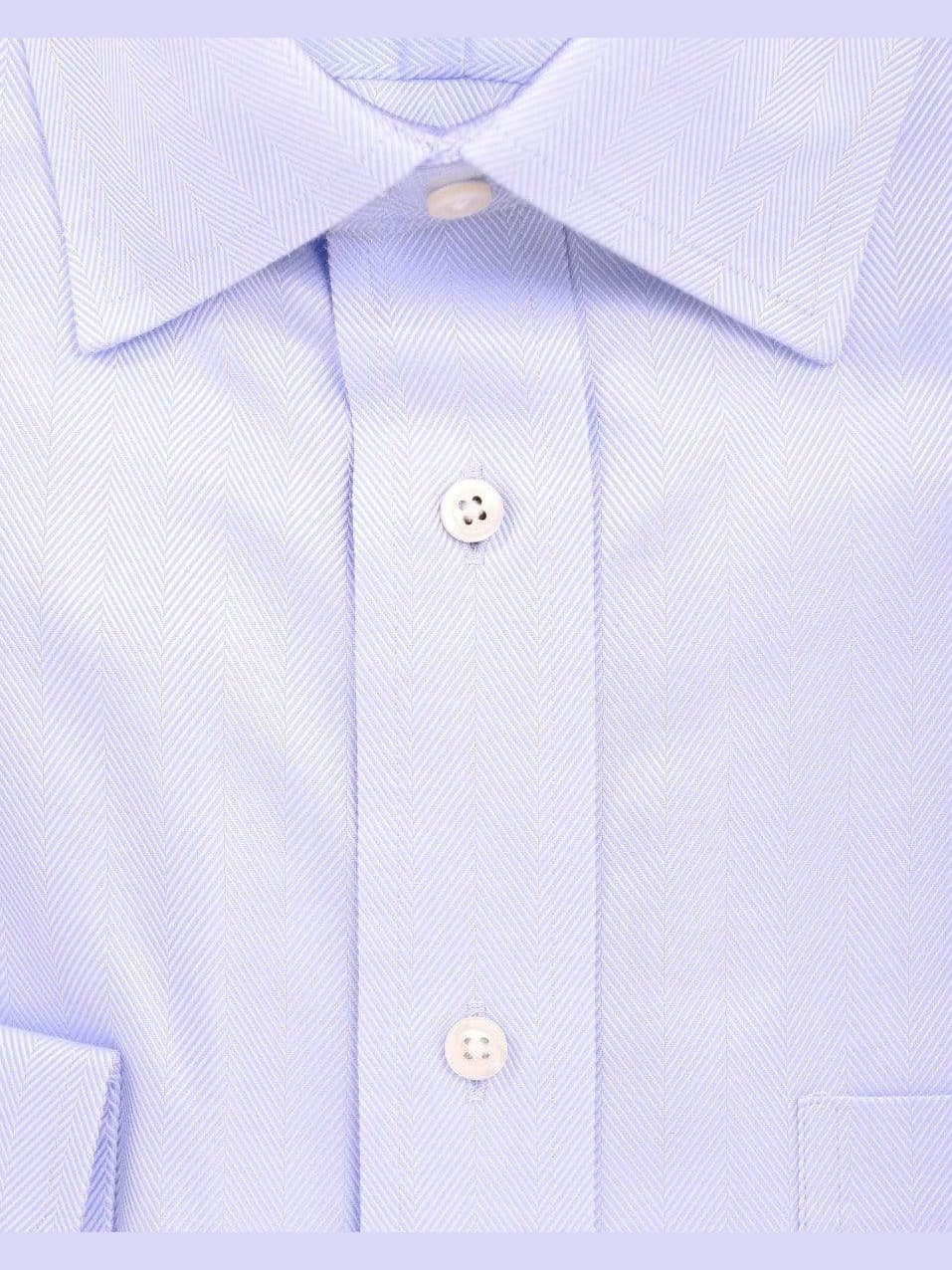 Jos A Bank SHIRTS Jos A Bank Blue Herringbone Spread Collar Wrinkle Free Cotton Dress Shirt