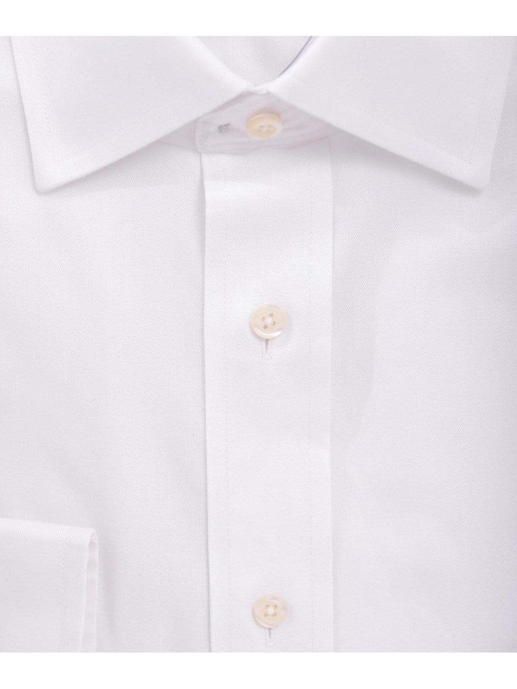 Jos A Bank SHIRTS Jos A Bank Mens 100% Cotton Solid White Regular Fit Barrel Cuff Dress Shirt