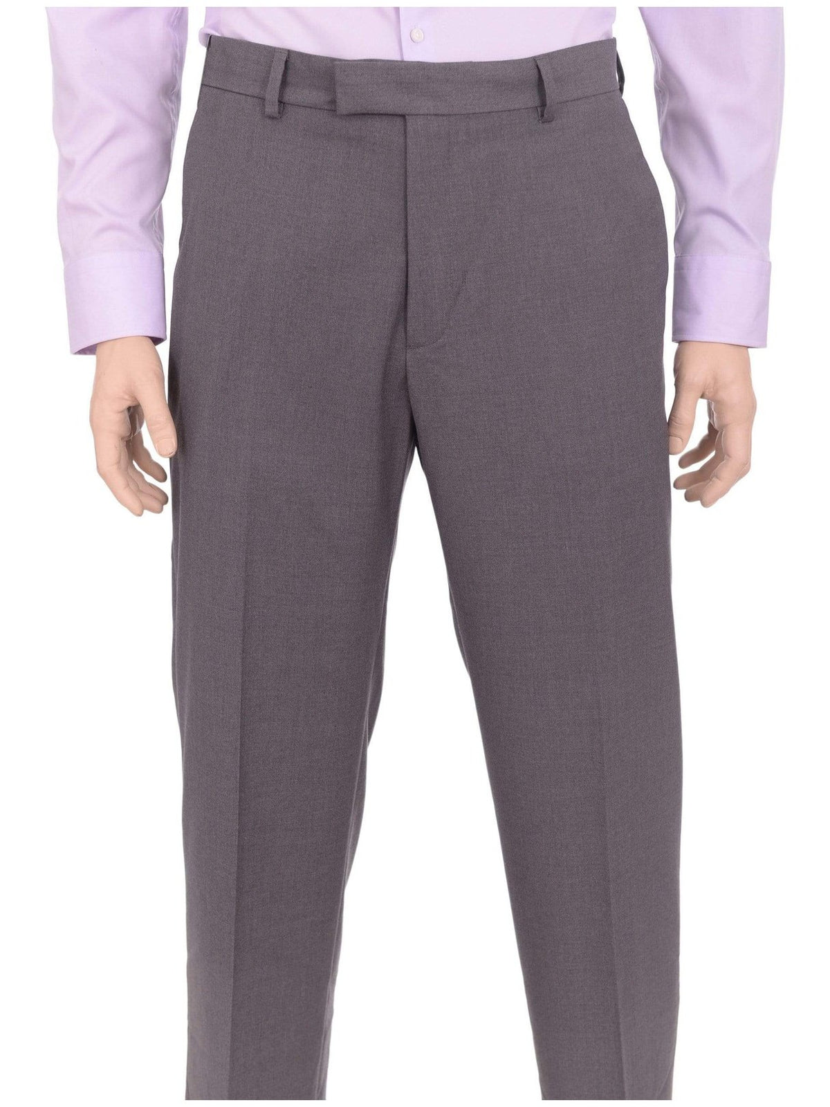 Kenneth Cole Reaction PANTS 36X32 Kenneth Cole Reaction Regular Fit Solid Gray Flat Front Washable Dress Pants