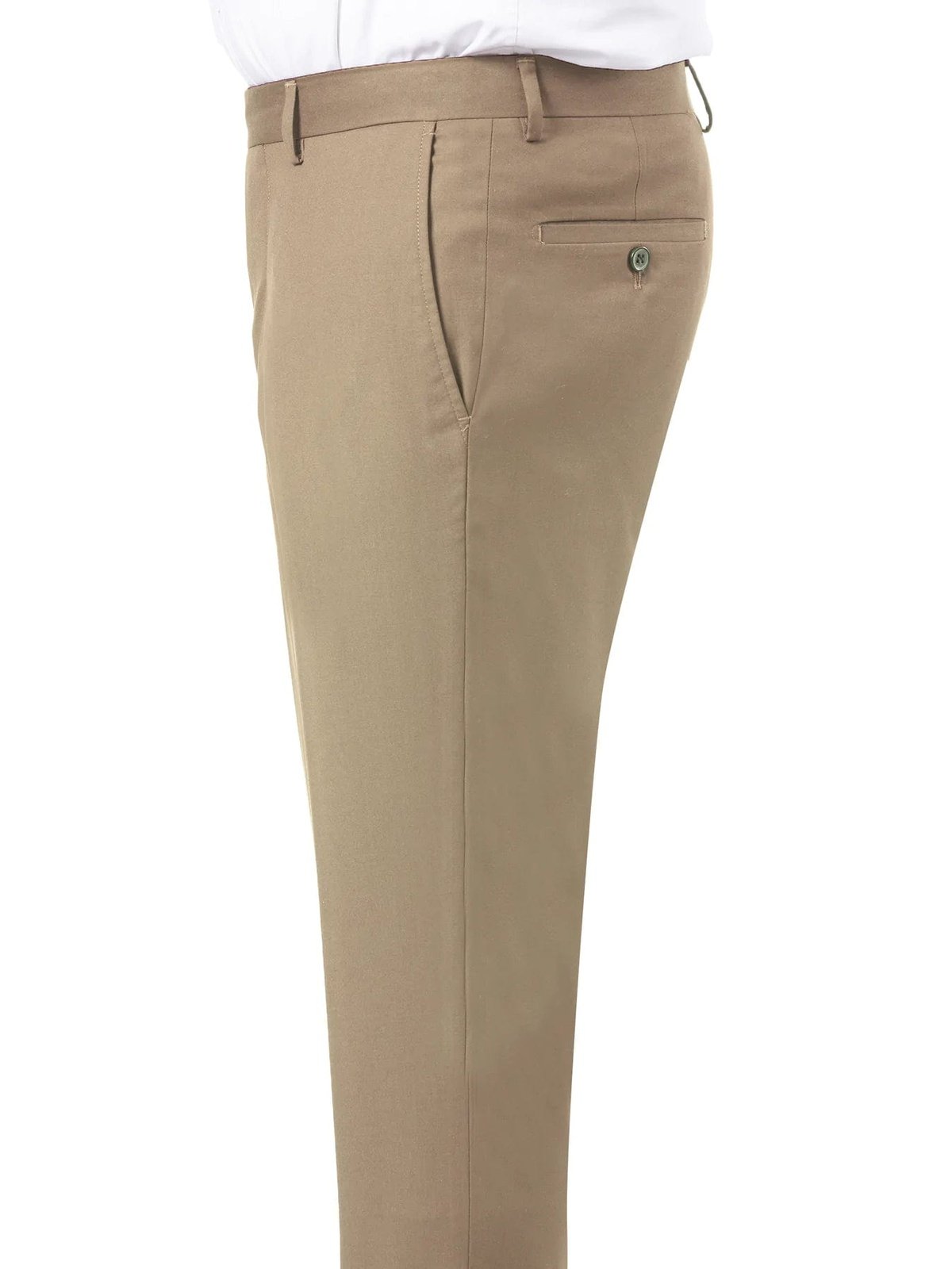 Kent Park Mens Solid Khaki Tan Regular Fit Flat Front Dress