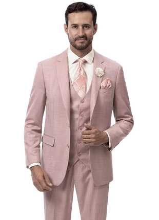 Kent Park SUITS Kent & Park Mauve Pink Regular Fit Two Button 3 Piece Suit