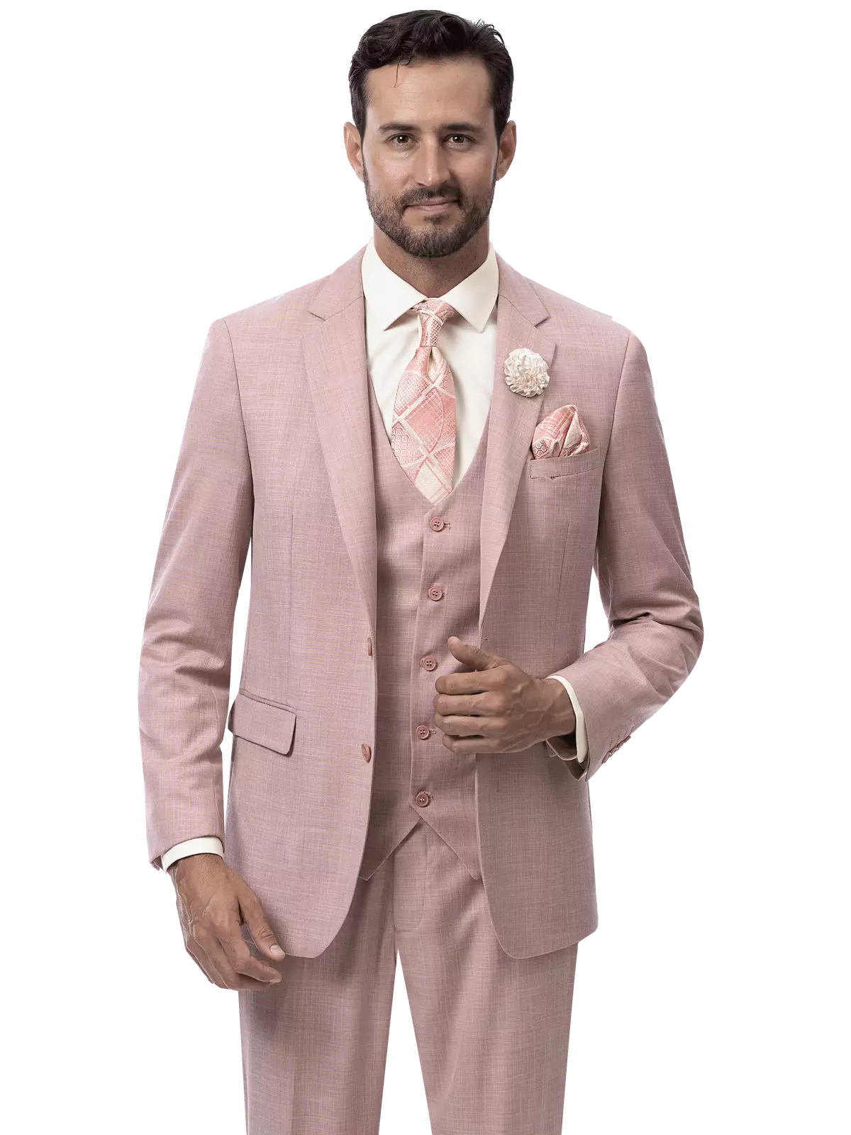 Kent Park SUITS Kent &amp; Park Mauve Pink Regular Fit Two Button 3 Piece Suit