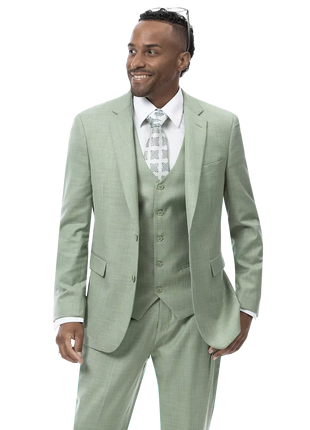 Kent Park SUITS Kent & Park Moss Green Regular Fit Two Button 3 Piece Suit