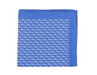 Thumbnail for Kiton Pocket Squares Kiton Blue Brand Name Print Silk Pocket Square Handmade In Italy