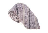 Thumbnail for Kiton Ties For Amazon Kiton Napoli Mens Brown Textured Striped Seven Fold Handmade Knit Silk Necktie