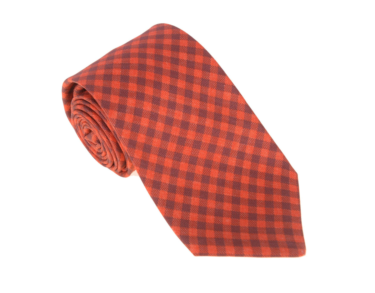 Kiton Ties For Amazon Kiton Napoli Mens Red &amp; Brown Plaid Seven Fold Handmade Silk Linen Necktie