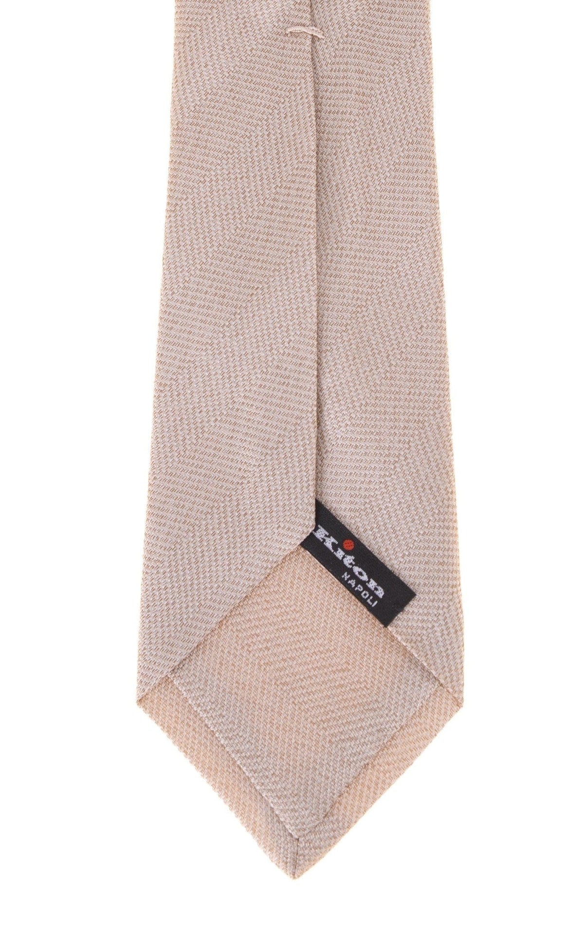 Kiton Napoli Mens Tan Textured Seven Fold Handmade Silk Necktie - The Suit Depot