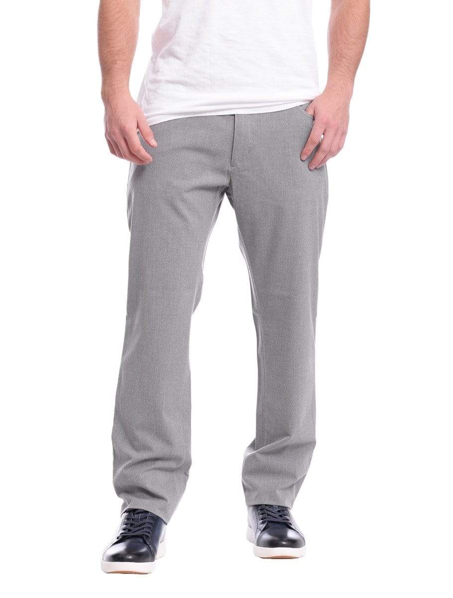 Buy Label E Men's Gray Classic Fit Stretch 5 Pocket Cotton Pants