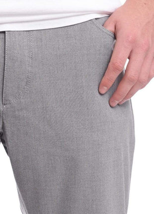 Label E Mens Classic Fit Solid Gray Flat Front Stretch Cotton 5 Pocket Jean Style Pant