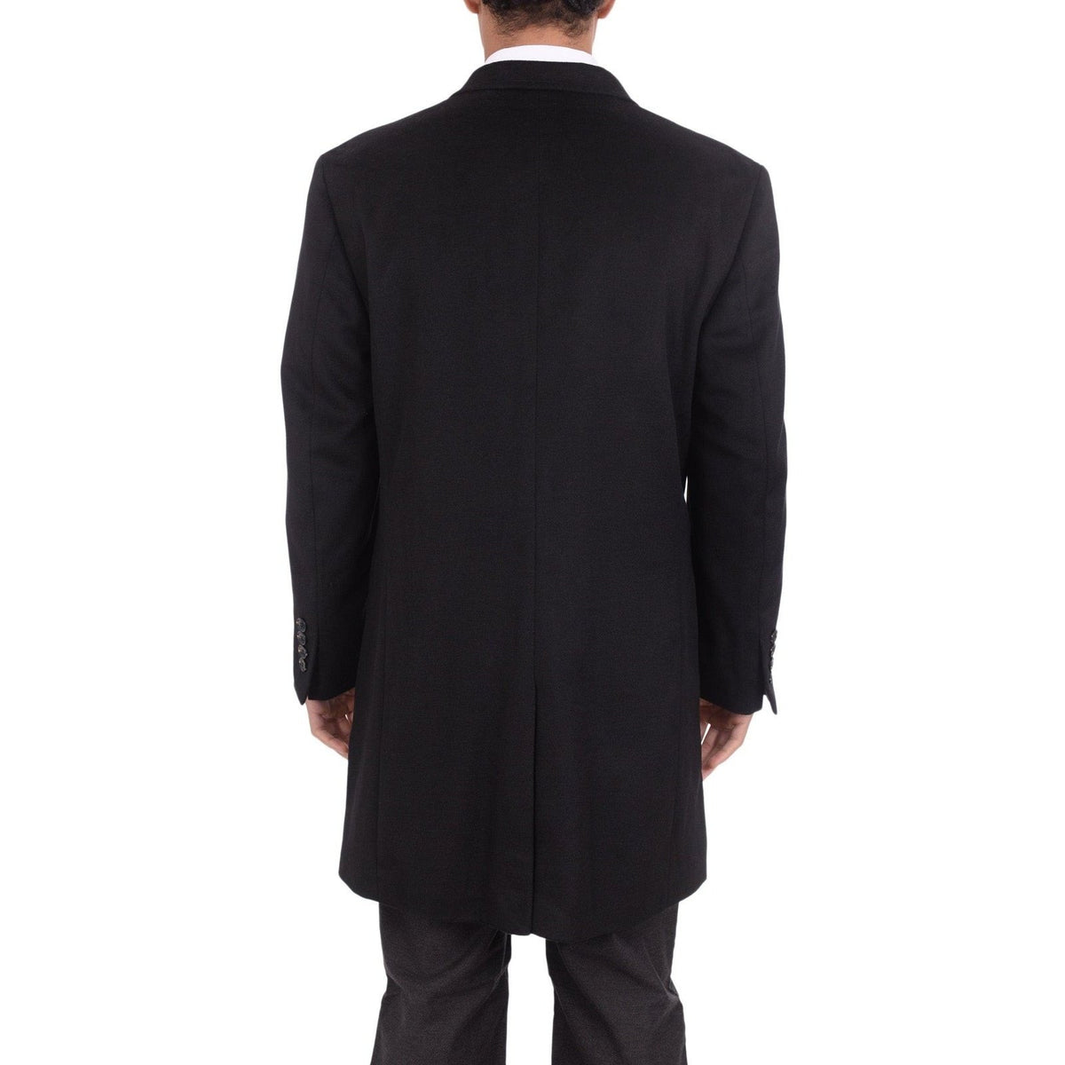 Men's Dress Coat 100% Wool Gabardine Double Breasted Black T