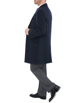 Label E Sale Coats The Suit Depot Men's Wool Cashmere Single Breasted Blue 3/4 Length Top Coat