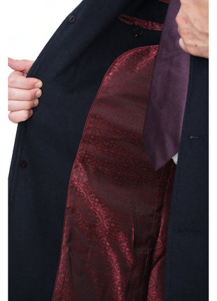 Label E Sale Coats The Suit Depot Men's Wool Cashmere Single Breasted Blue 3/4 Length Top Coat