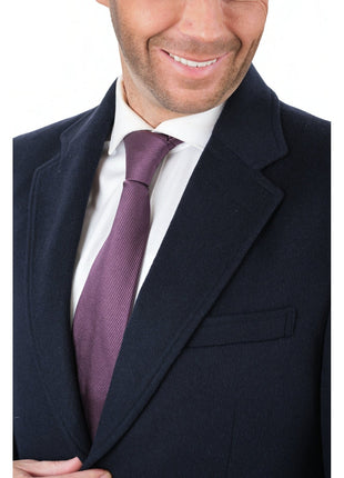 Label E Sale Coats The Suit Depot Men's Wool Cashmere Single Breasted Blue 3/4 Length Top Coat