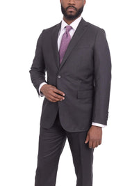 Thumbnail for Label E TWO PIECE SUITS 38S Mens Slim Fit Charcoal Gray Check Two Button Wool Suit