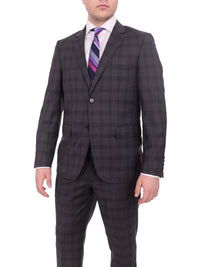 Thumbnail for Label E TWO PIECE SUITS 40S Mens Slim Fit Charcoal Gray Plaid Two Button Wool Suit