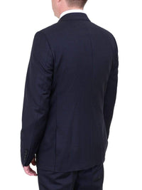 Thumbnail for Label E TWO PIECE SUITS Mens Modern Fit Navy Blue Tonal Check Two Button Wool Suit