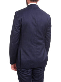 Thumbnail for Label E TWO PIECE SUITS Mens Slim Fit Blue Mini Check Two Button Wool Suit