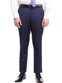 Thumbnail for Label E TWO PIECE SUITS Mens Slim Fit Blue Mini Check Two Button Wool Suit