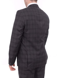 Thumbnail for Label E TWO PIECE SUITS Mens Slim Fit Charcoal Gray Plaid Two Button Wool Suit