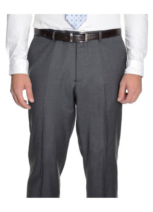 Label E TWO PIECE SUITS Modern Fit Solid Gray Wool Suit