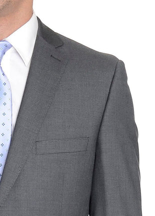 Label E TWO PIECE SUITS Modern Fit Solid Gray Wool Suit