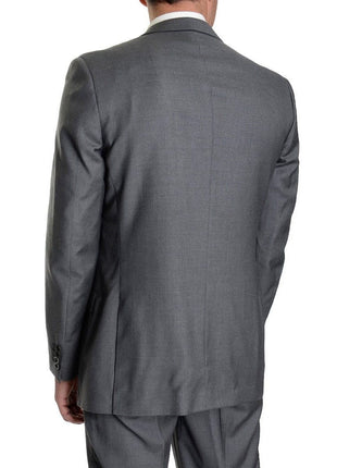 Label E TWO PIECE SUITS Modern Fit Solid Gray Wool Suit