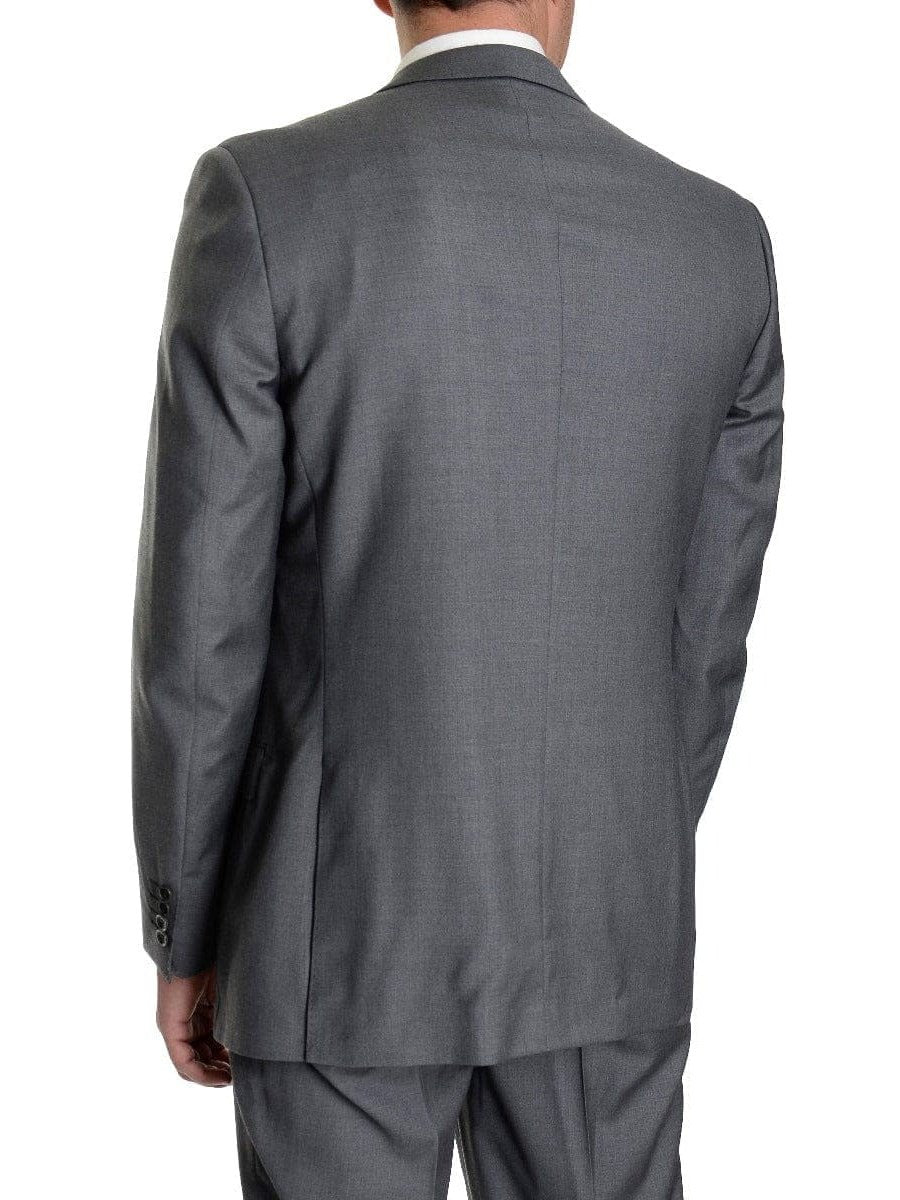 Label E TWO PIECE SUITS Modern Fit Solid Gray Wool Suit