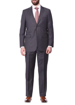 Label M Bestselling Items Medium Gray / 56L Mens Classic Fit Two Button 100% Wool Wrinkle Resistant Suit - Medium Grey