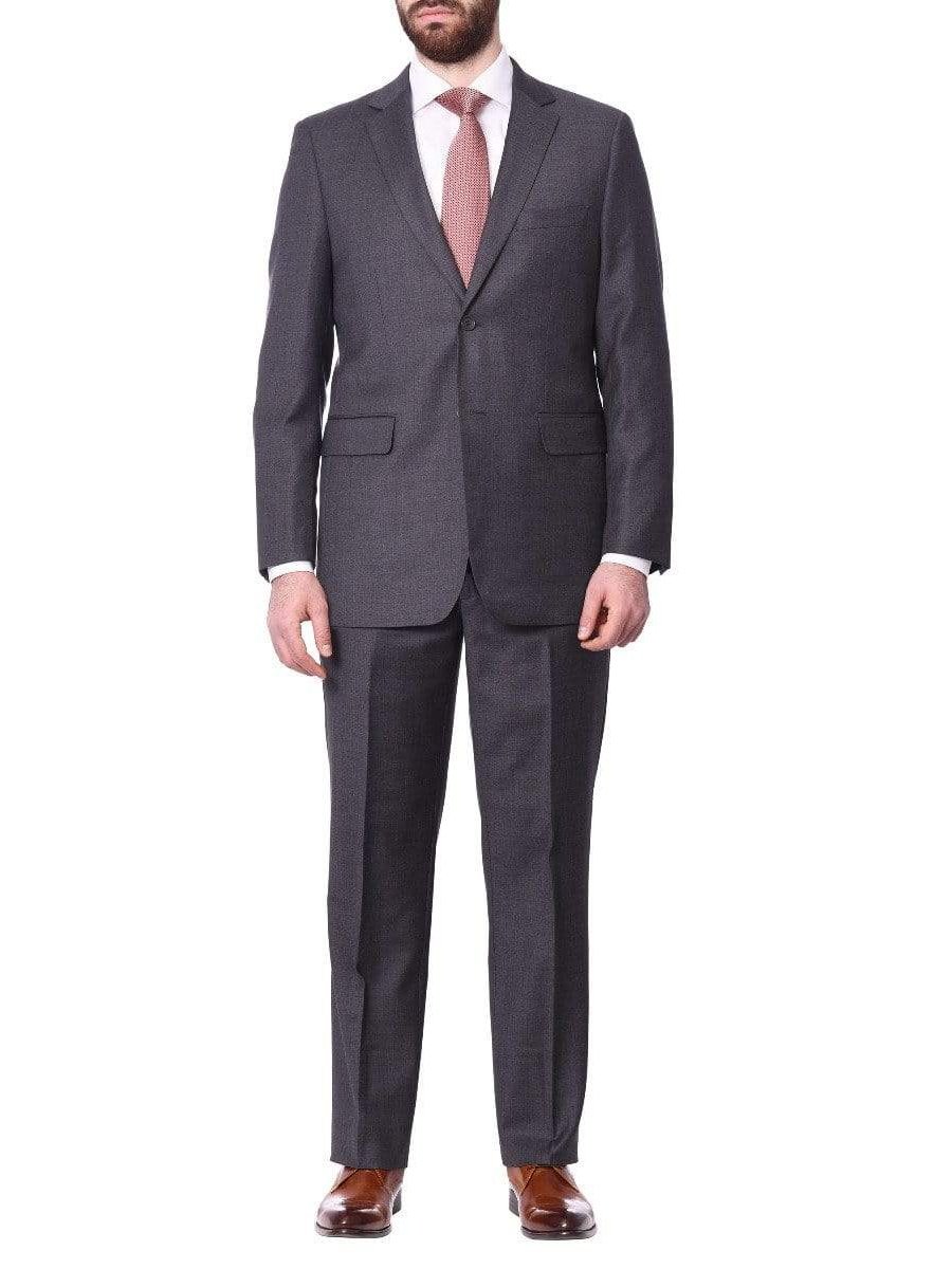 Label M Bestselling Items Medium Gray / 56L Mens Classic Fit Two Button 100% Wool Wrinkle Resistant Suit - Medium Grey