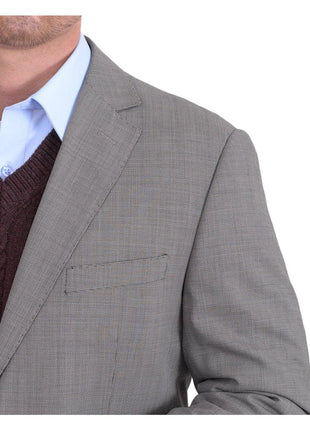 Label M BLAZERS Classic Fit Taupe Brown Basketweave Two Button Wool Blazer Sportcoat