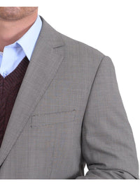 Thumbnail for Label M BLAZERS Classic Fit Taupe Brown Basketweave Two Button Wool Blazer Sportcoat