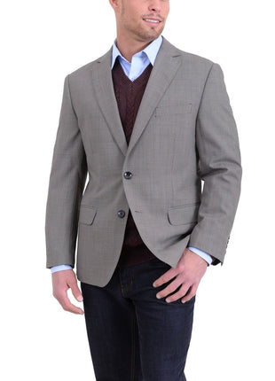 Label M BLAZERS Classic Fit Taupe Brown Basketweave Two Button Wool Blazer Sportcoat